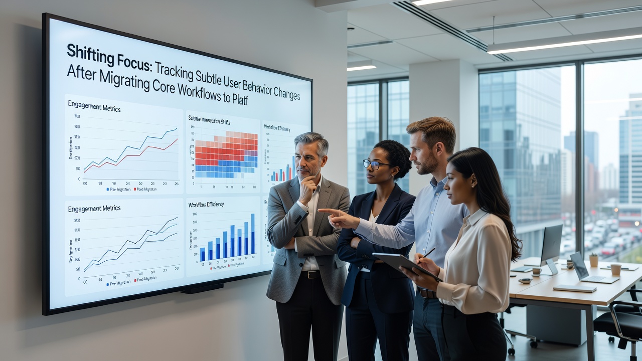 Team reviewing subtle user behavior metrics on Brenara platform analytics screen